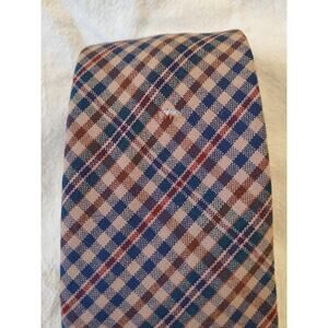 Pendleton Men's Tie Tan Blue Red 56" x 4" 100% Virgin Wool